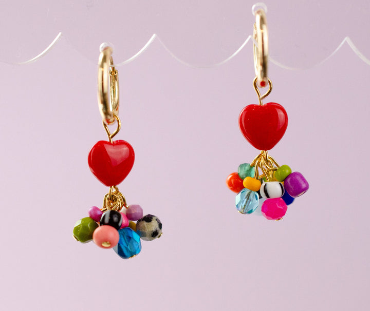 Candy Heart Charm Hoop Earrings