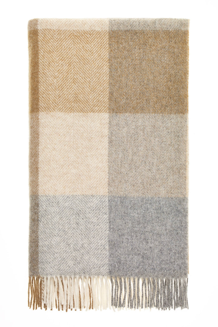 Block Check British Wool Throw, 3 Colors