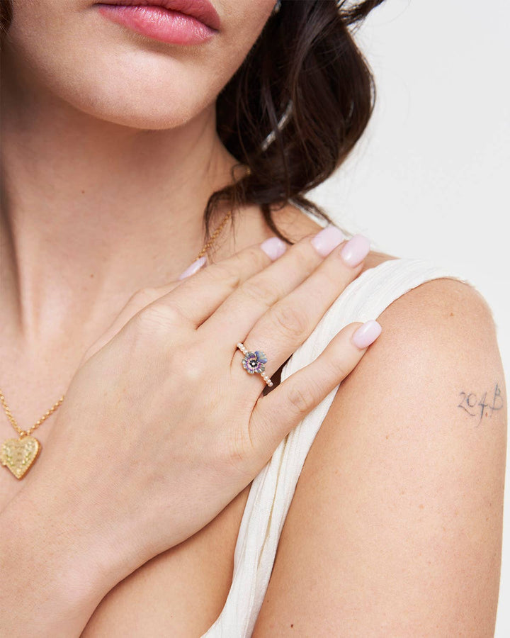 Pansy Pearl Ring, Medium