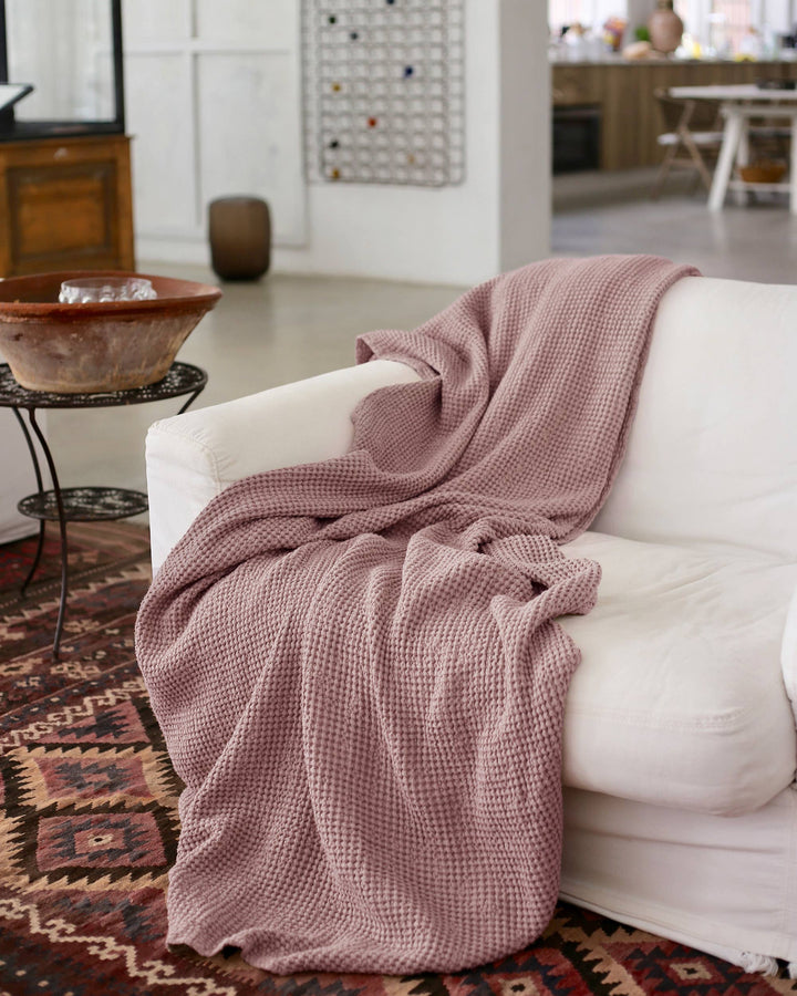 Linen Waffle Throw Blanket, 3 Colors
