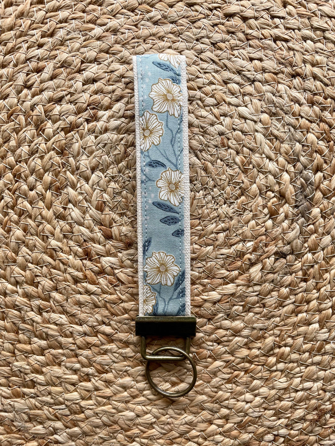 Dusty Blue Floral Keychain Wristlet