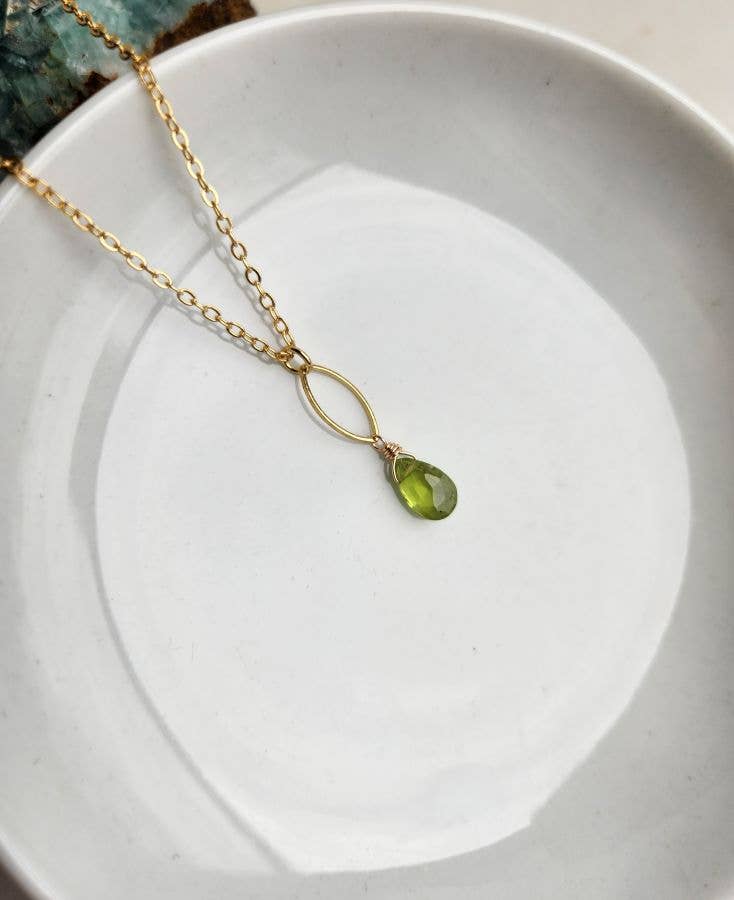 Peridot Dainty Marquis Pendant Necklace