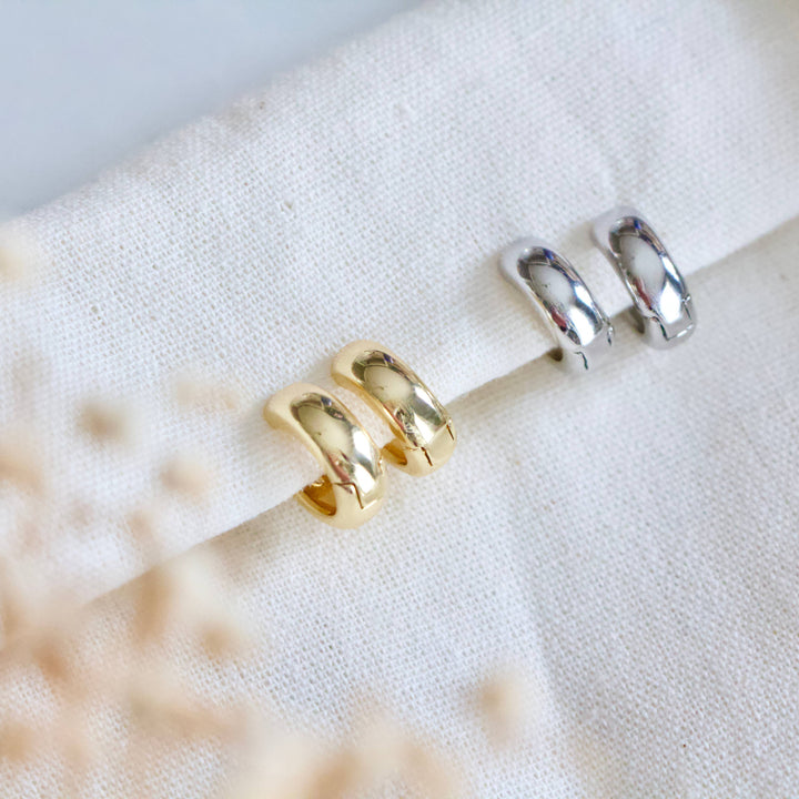 Chubby Hoop Earrings, Silver or Gold