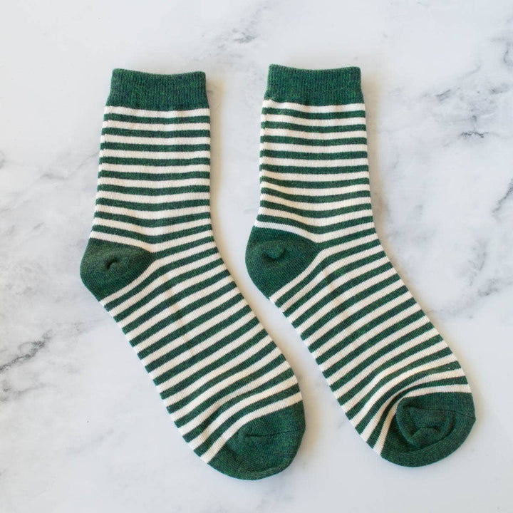 Thin Stripe Casual Socks in Olive Green | Tiepology