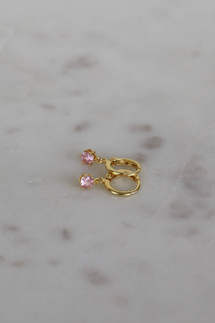 Round Birthstone Huggies