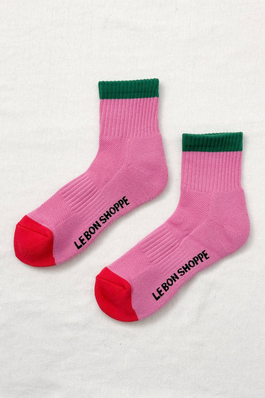 Color Block Girlfriend Socks in Rose Green