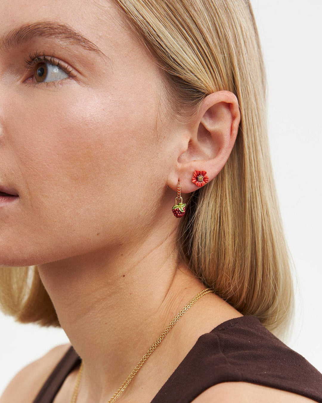 Red Blossom Stud Earrings