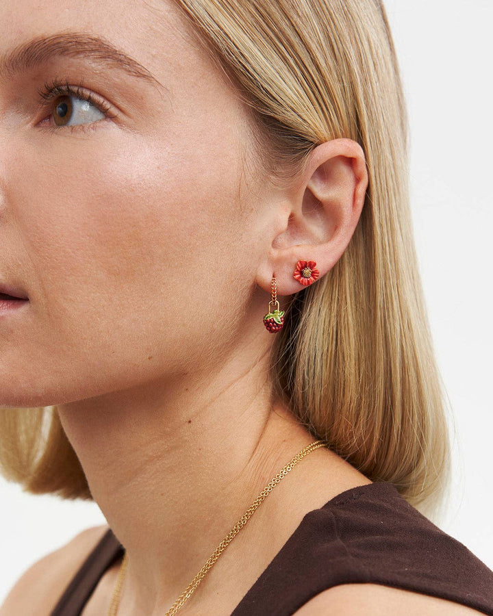Red Blossom Stud Earrings