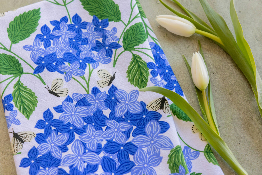 Blue Hydrangeas Tea Towel