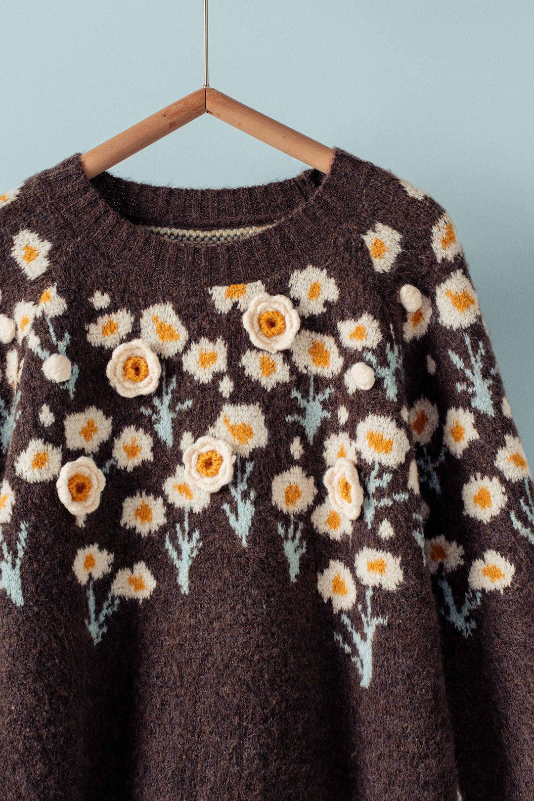 Daisy Embossed Floral Knit Sweater