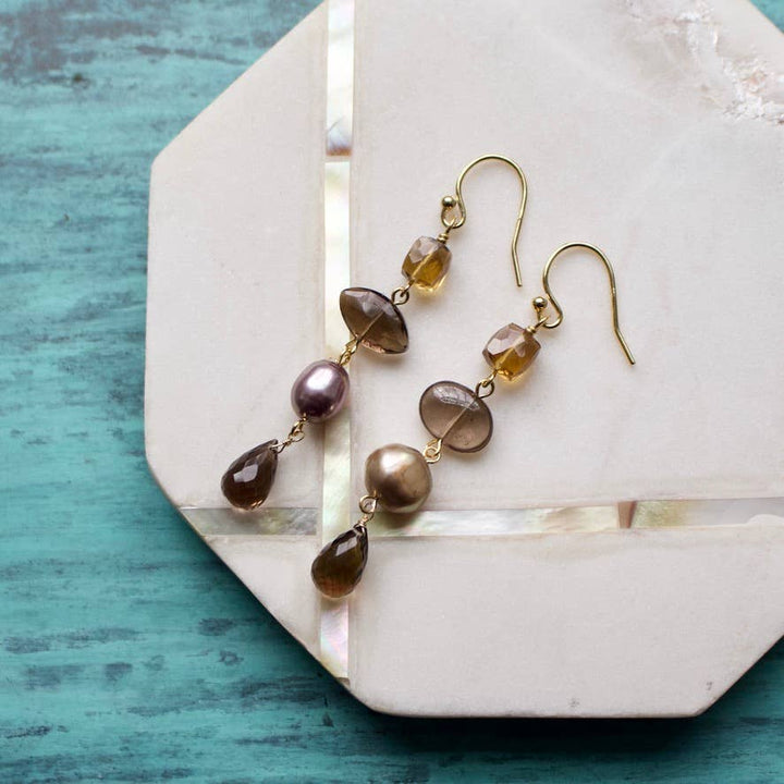 Semi-Precious Mismatched Earrings in Carnelain/Pink