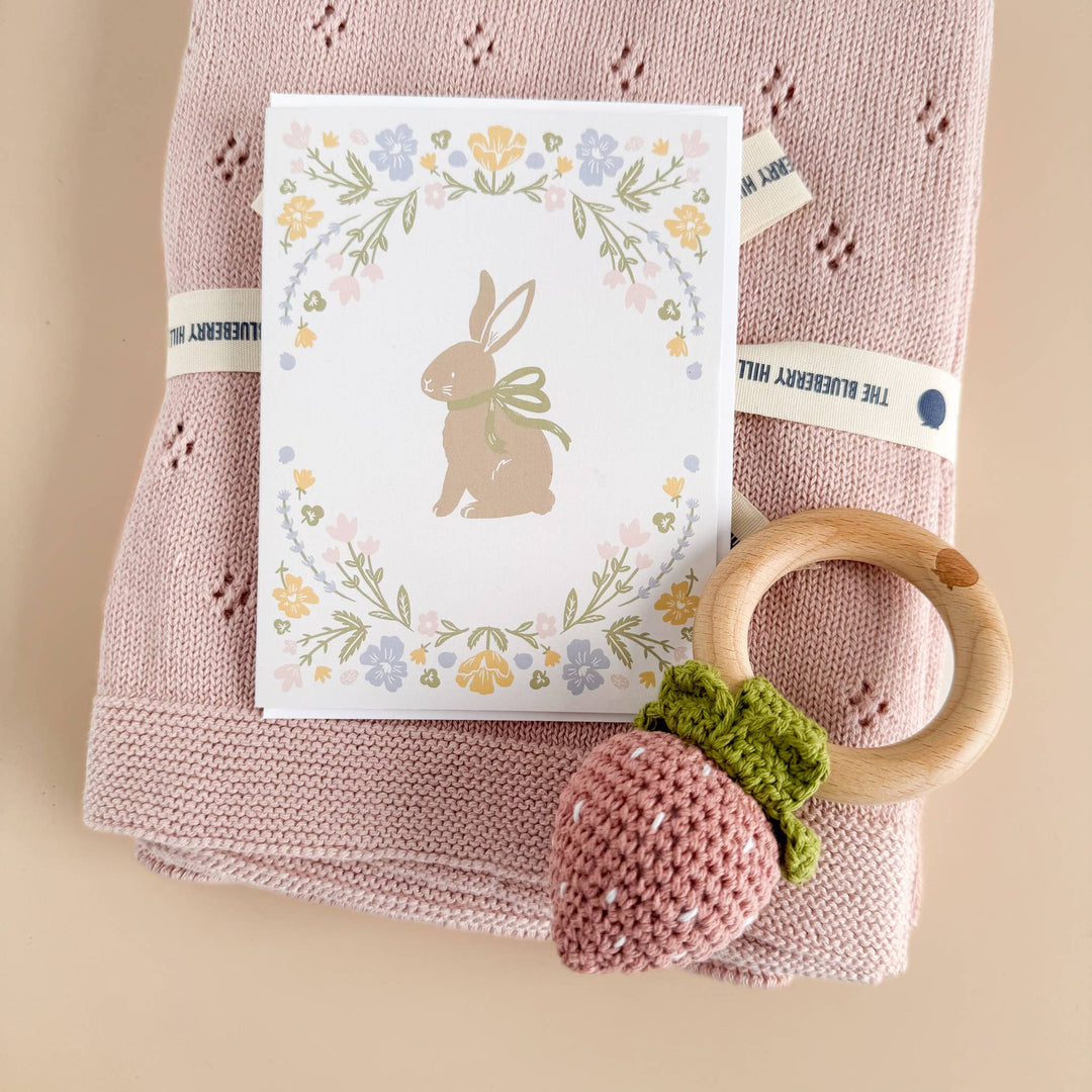 Pink Strawberry Crochet Rattle/Teether