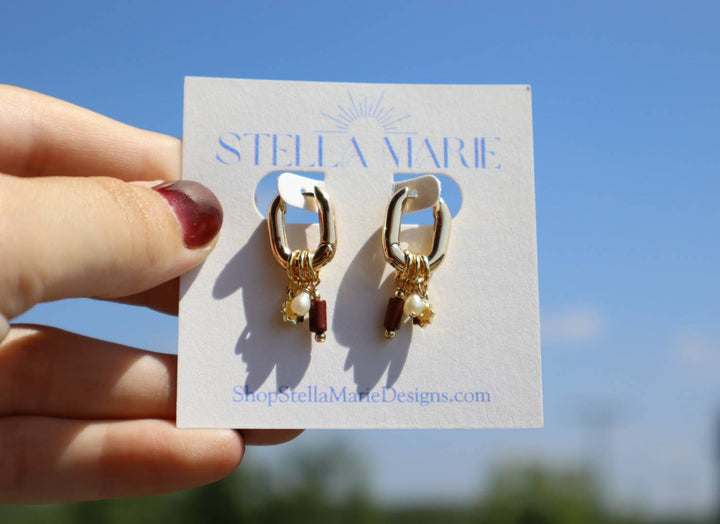 Maroon Charm Earrings