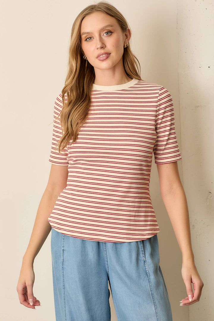 Striped Round Neck Top (2 colors)