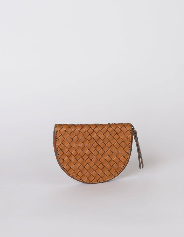 Laura Coin Purse, Cognac Woven Classic Leather