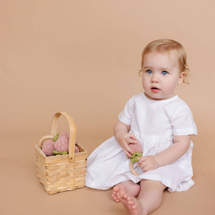 Pink Strawberry Crochet Rattle/Teether