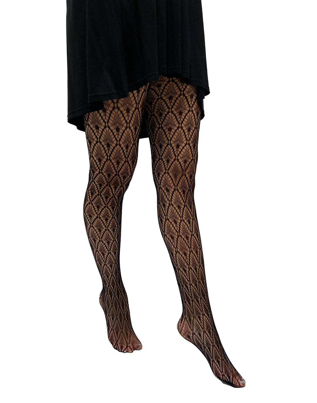 Peacock Feather Net Tights in Black