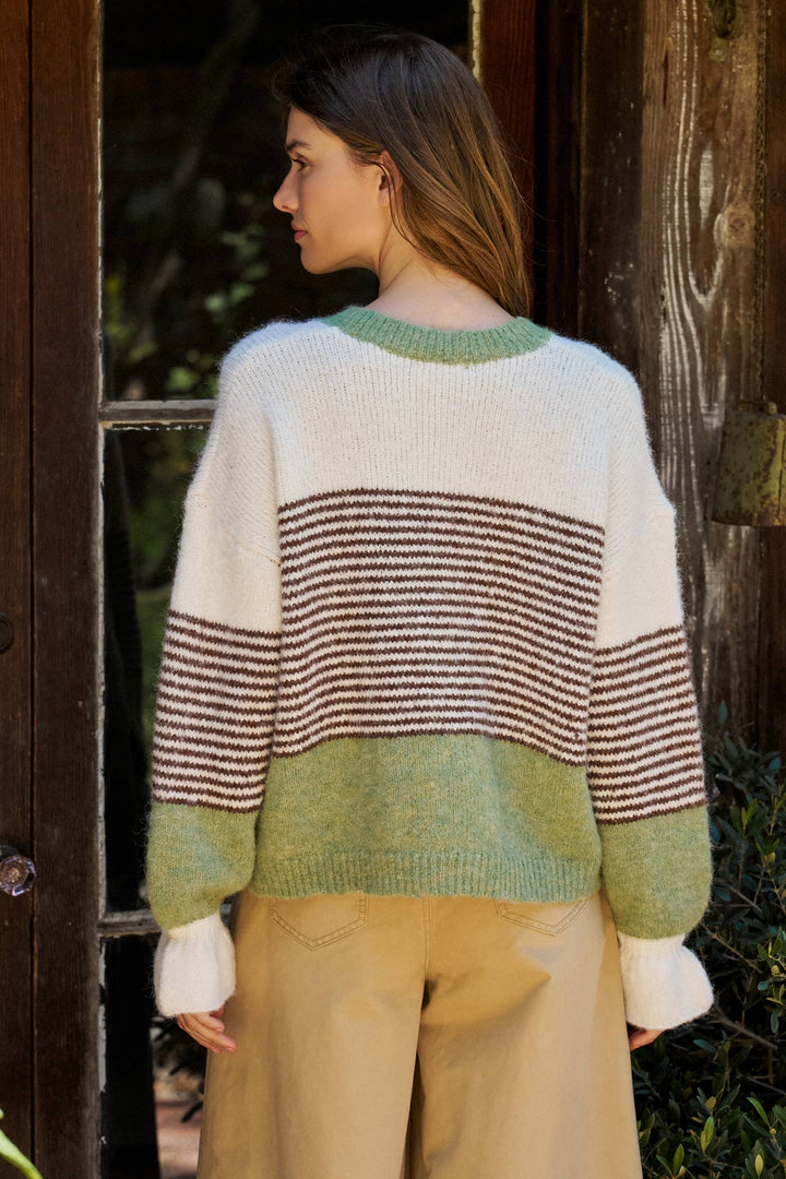 Striped Fuzzy Knit Cardigan