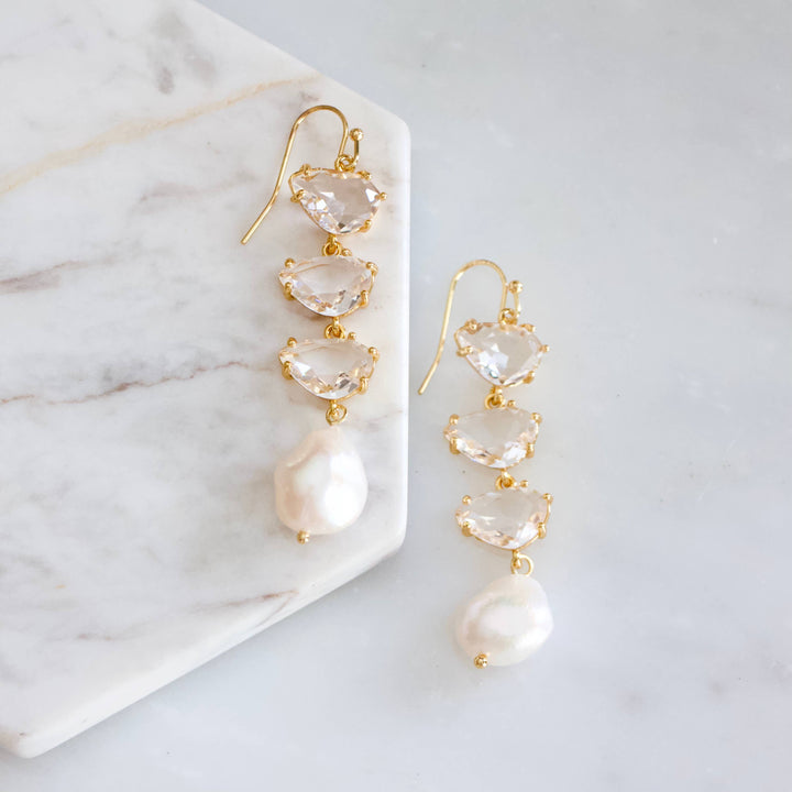 Crystal And Pearl Earrings 