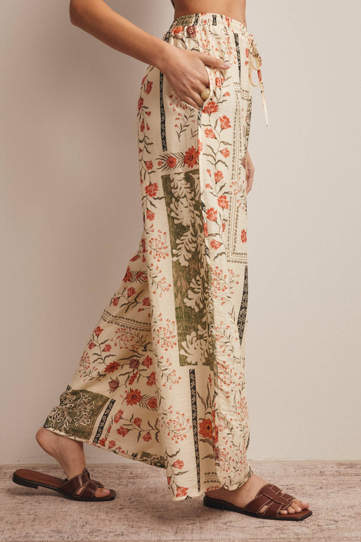 Patchwork Floral Wide-Leg Pants
