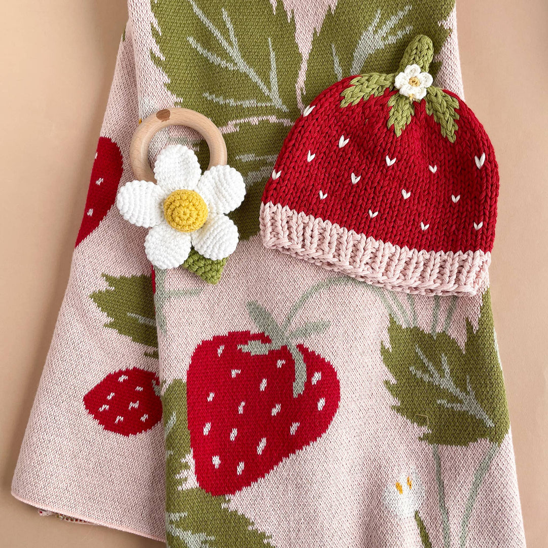 Strawberry Blanket with Bailey Bunny