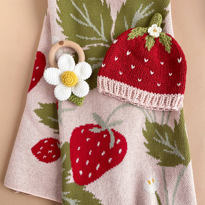 Strawberry Blanket with Bailey Bunny