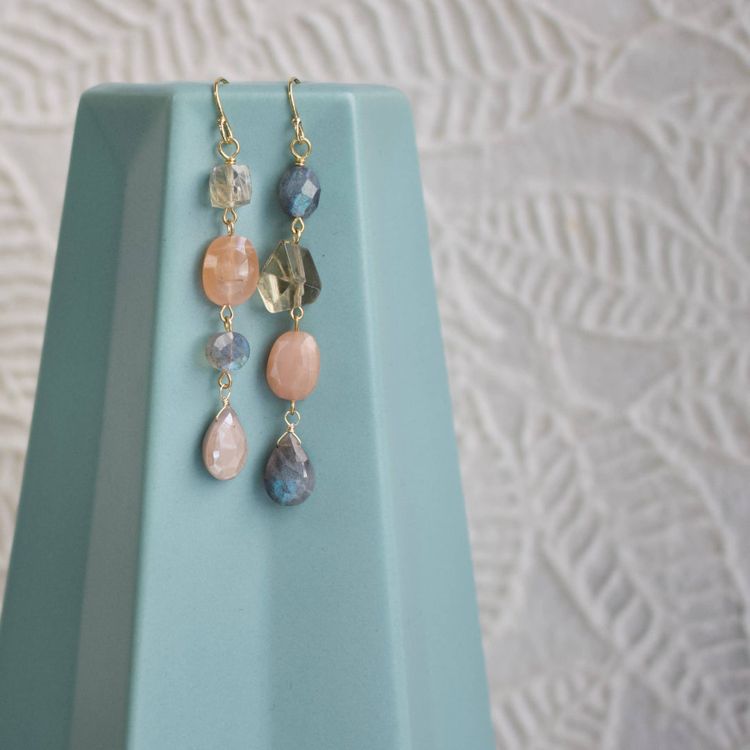Semi-Precious Mismatched Earrings in Carnelain/Pink