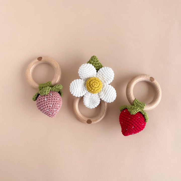 Red Strawberry Crochet Rattle/Teether