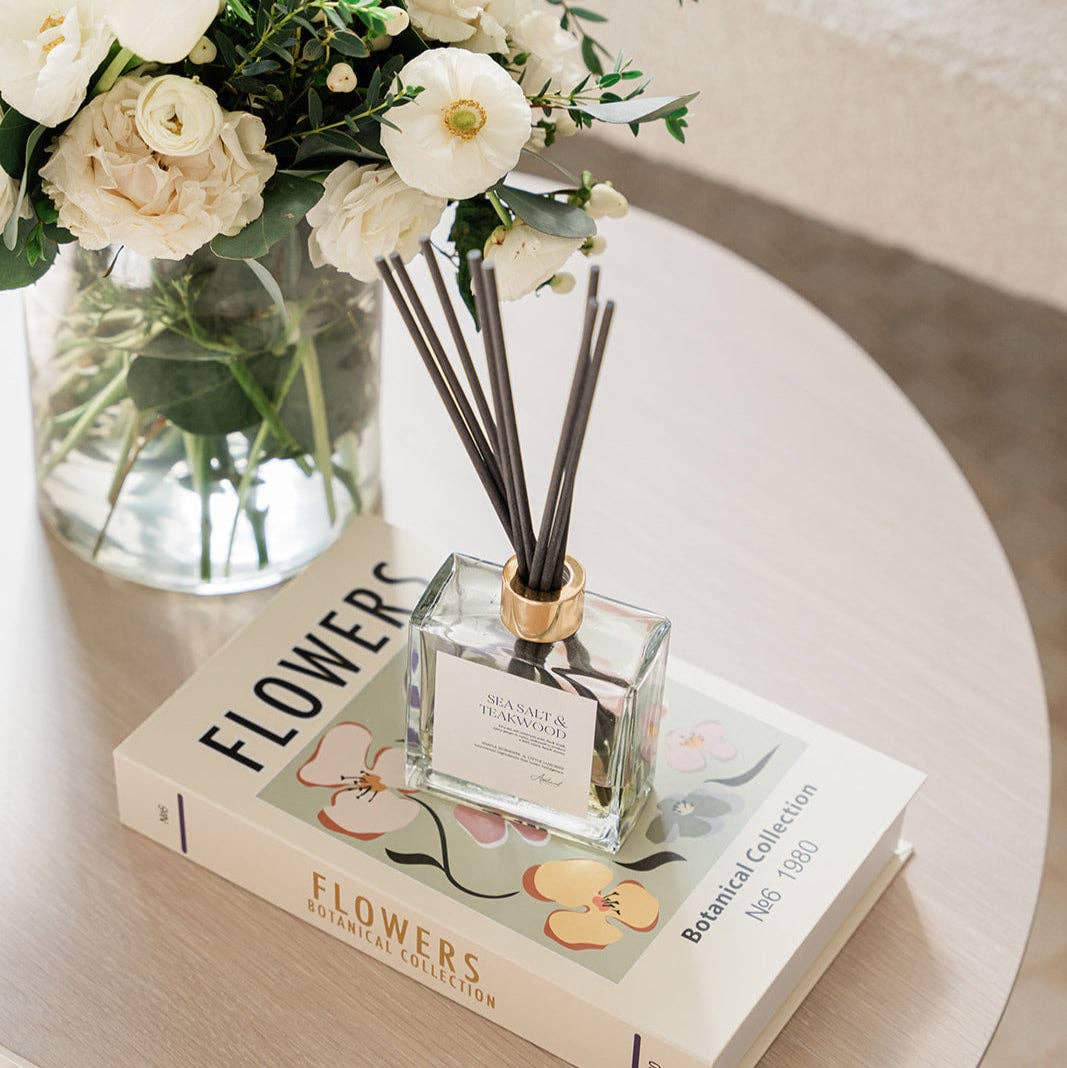 Sea Salt &amp; Teakwood Luxury Candle, Made in Michigan