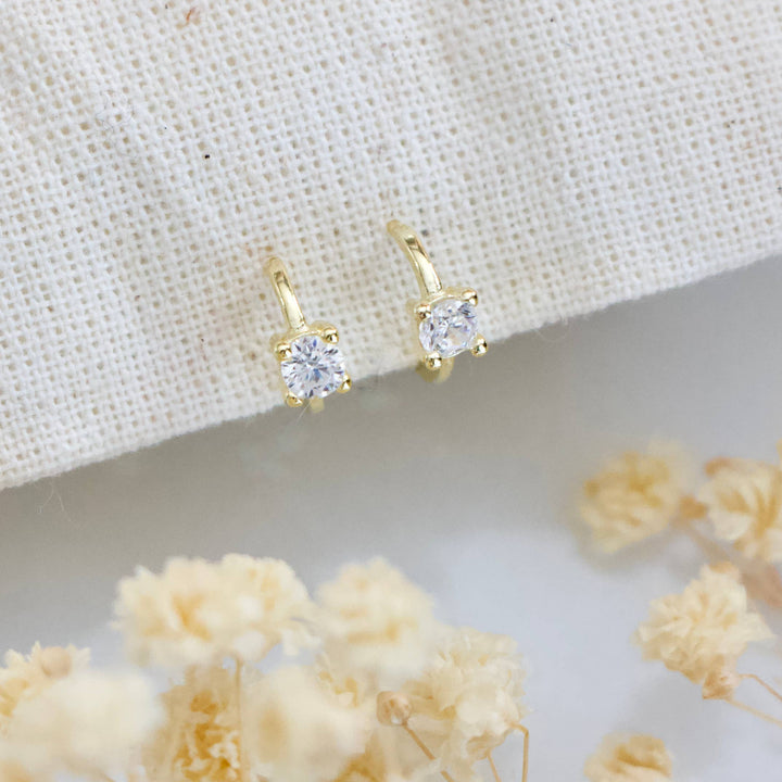 Zircon Tiny Huggie Hoop Earrings