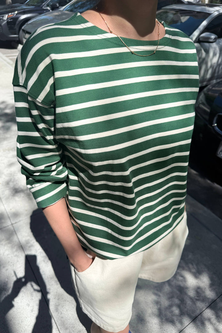Marseille Top, White Stripe on Pine