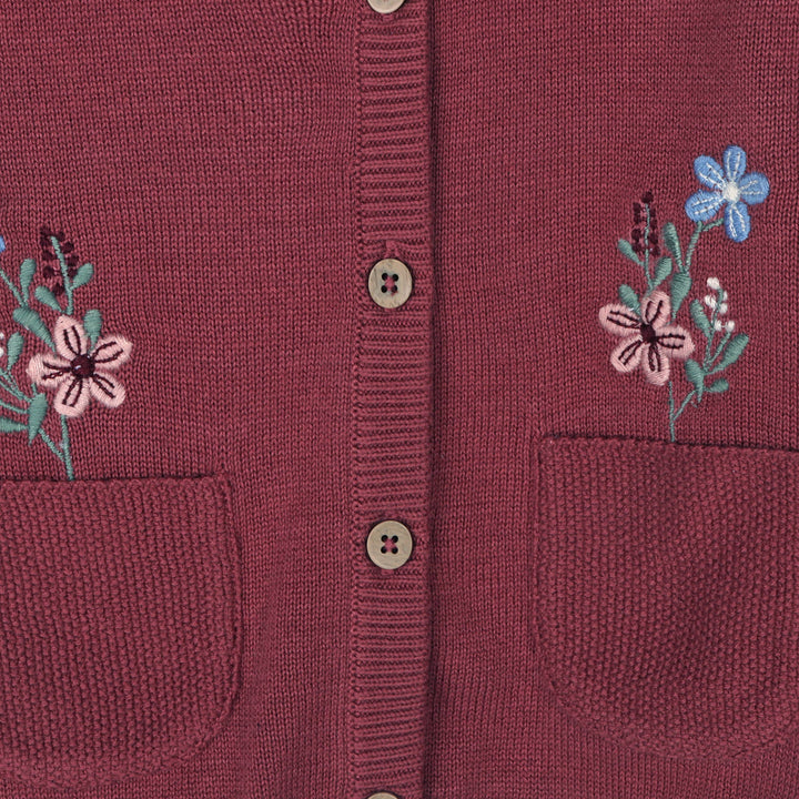 Pockets of Flowers Embroidered Baby Cardigan