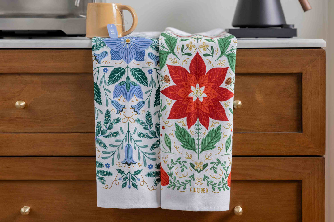 Christmas Poinsettia Tea Towel