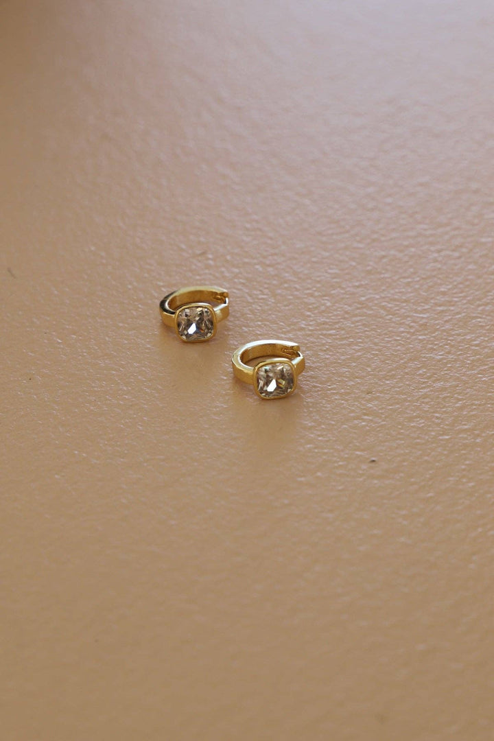 Selena Square Bezel Huggies in Gold