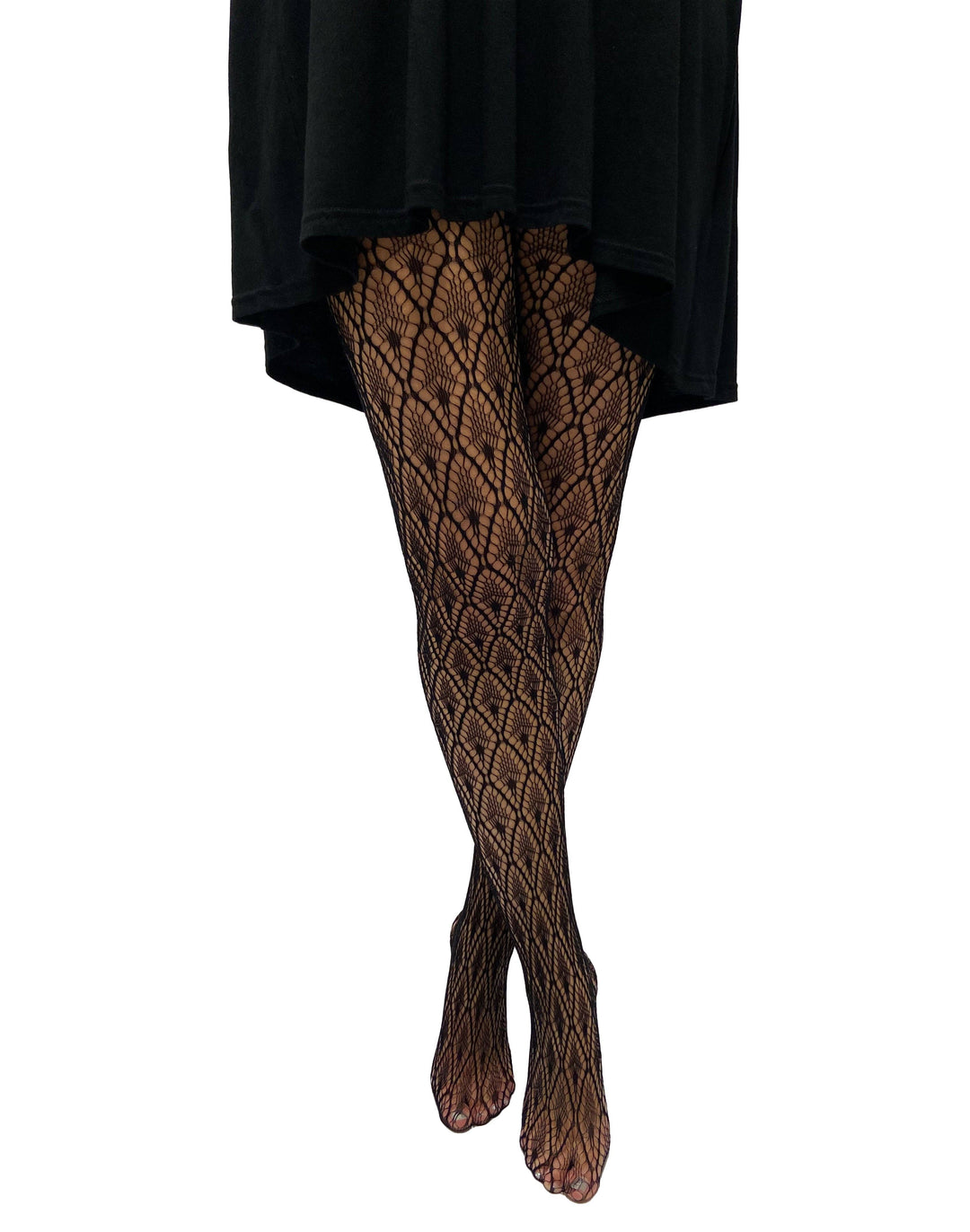 Peacock Feather Net Tights in Black
