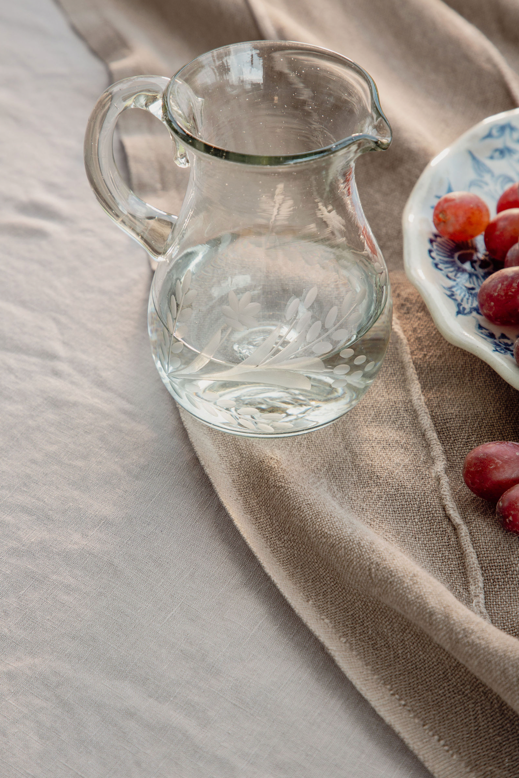 Hand-Etched Blown Petite Pitcher