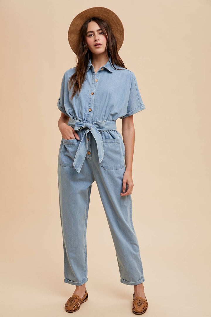 Denim Collar Jumpsuit