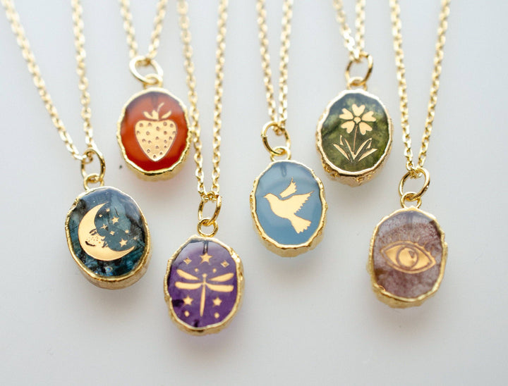 Symbol Stone Necklace: 16 inches / Red Onxy/Strawberry