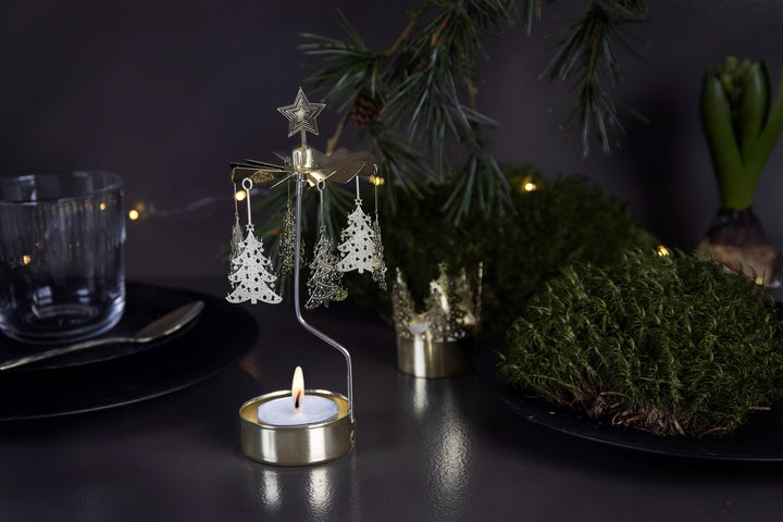 Rotary Candleholder, Christmas Tree, Gold