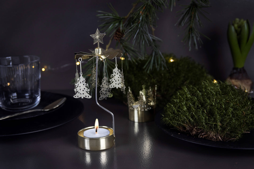 Gold Christmas Tree Rotary Candleholder