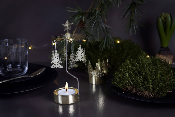 Gold Christmas Tree Rotary Candleholder