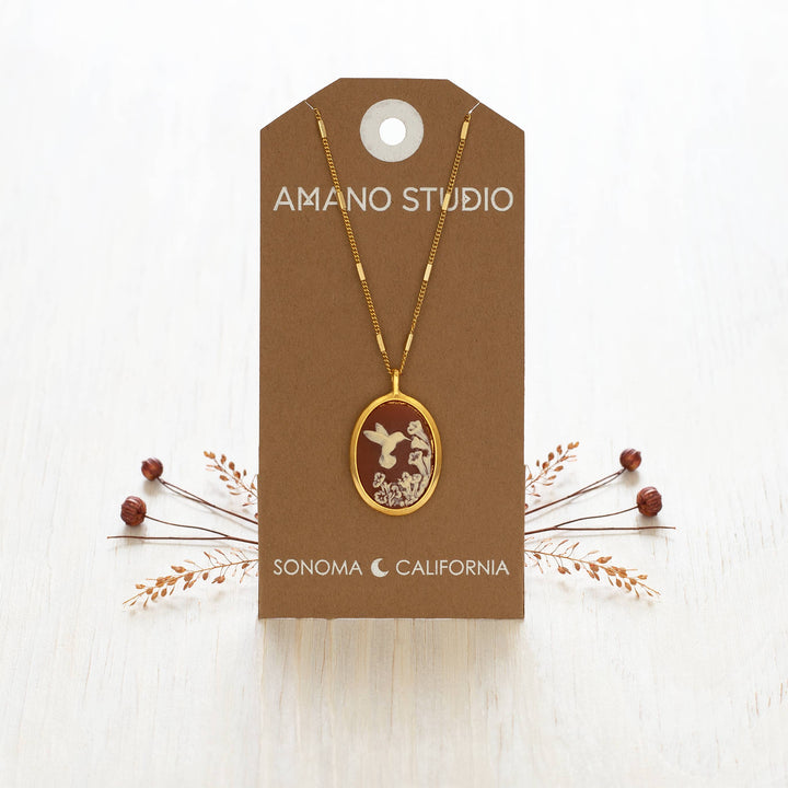 Hummingbird Vintage Cameo Necklace
