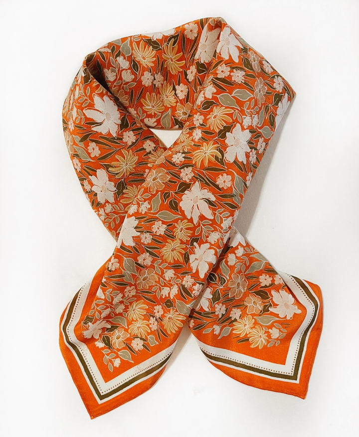 Botanical Garden Floral 100% Silk Bandana Scarf | Flora West