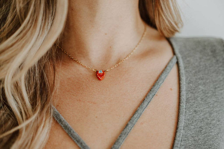 Strawberry Pendant Necklace | Crown & Heart