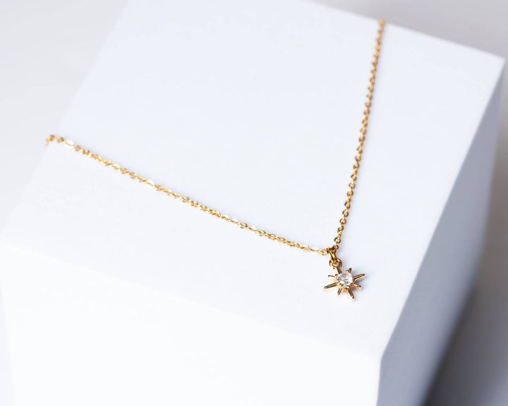 Dainty CZ Starburst Necklace | Edgy Petal Jewelry