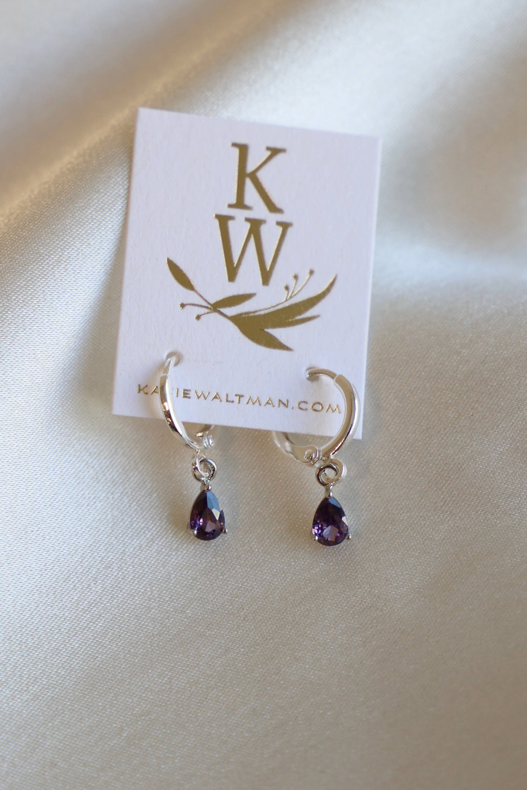 Birthstone Teardrop Earrings in Silver | Katie Waltman Jewelry