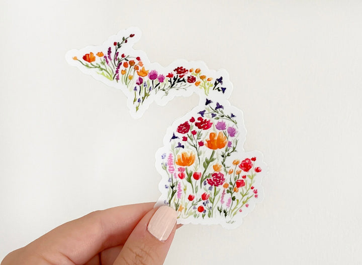 Michigan Floral Vinyl Sticker