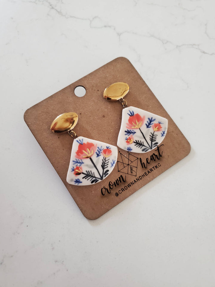 Folk Floral Dangle Earrings | Crown & Heart