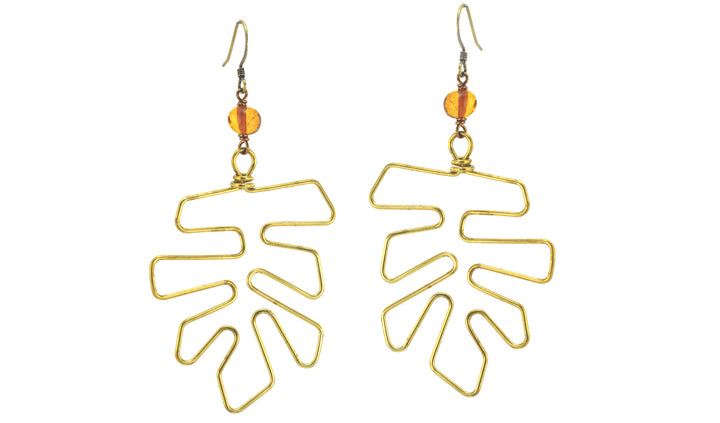 Baltic Amber Monstera Earrings | Edgy Petal