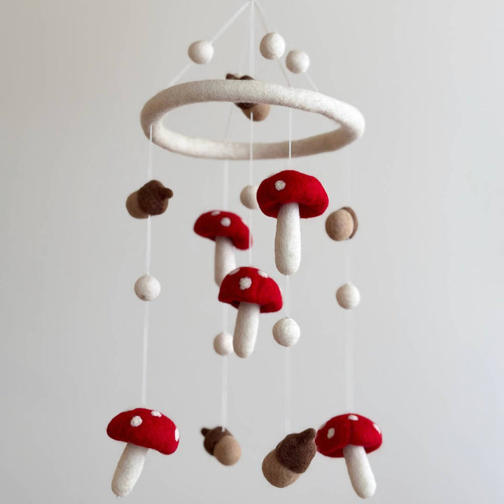 Mushroom and Acorn Baby Mobile